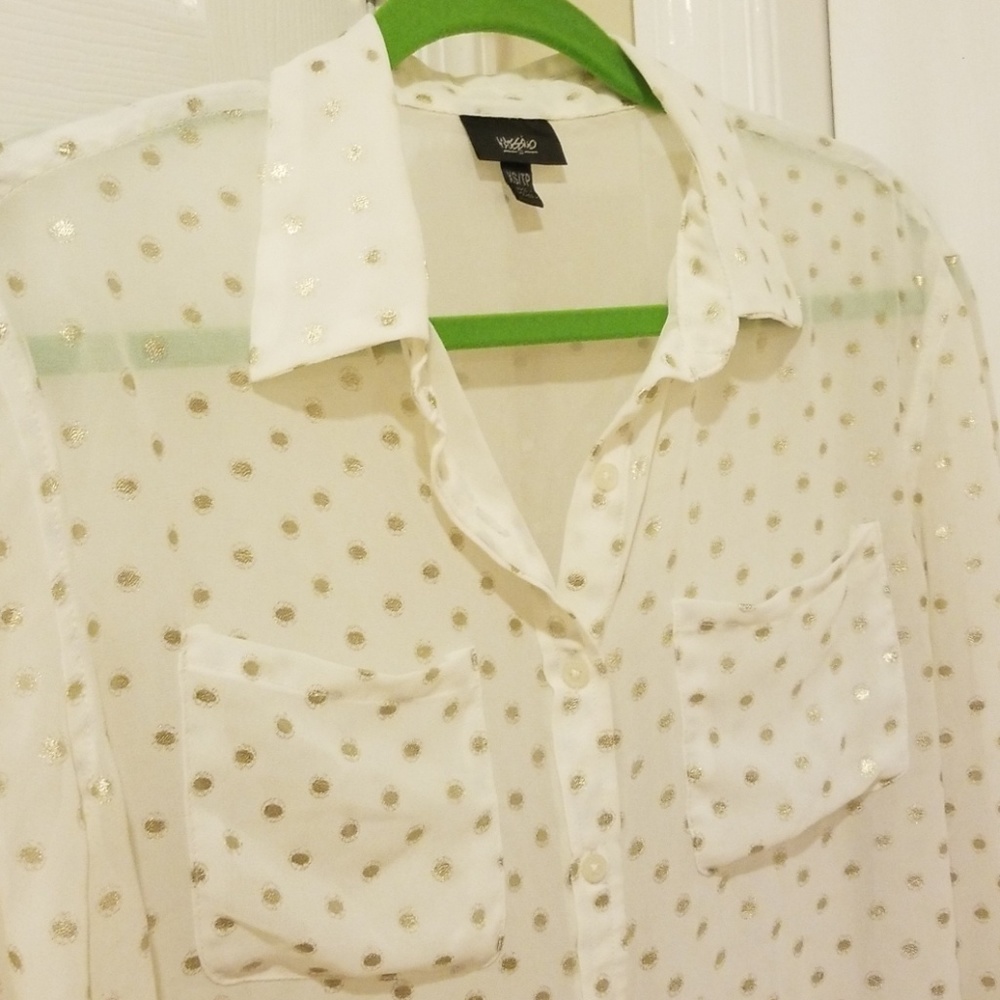 Target beige sheer button down shirt